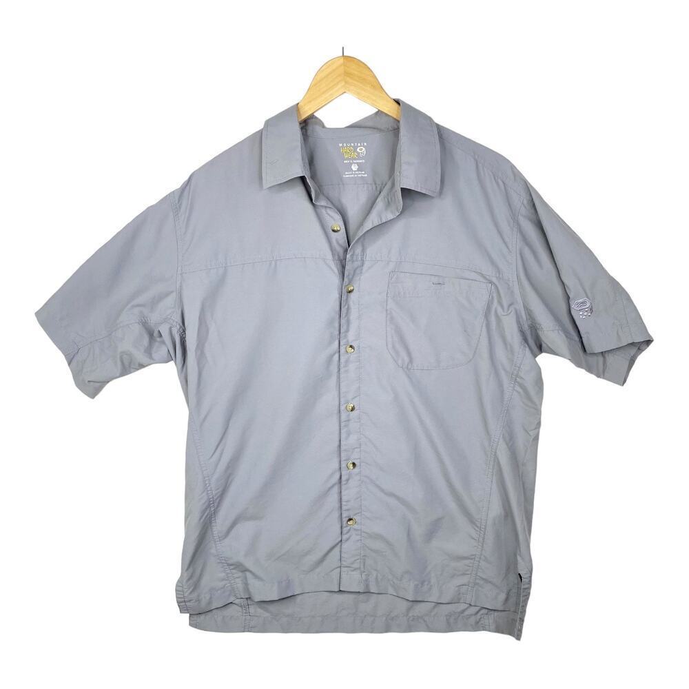 Mountain Hardwear Gray Short Sleeve Lightweight Button Front Shirt Size Large